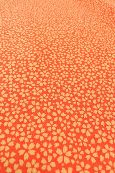 Photo11: Mint O0419X Vintage Japanese kimono   Orange KOMON dyed for women / Silk. SAKURA cherry blossom   (Grade A) (11)