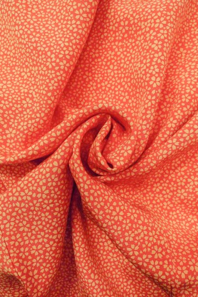 Photo13: Mint O0419X Vintage Japanese kimono   Orange KOMON dyed for women / Silk. SAKURA cherry blossom   (Grade A) (13)
