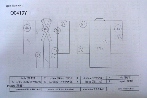 Photo13: O0419Y Vintage Japanese kimono Shiny Pale Olive KOMON dyed for women / Silk. Flower,   (Grade C) (13)