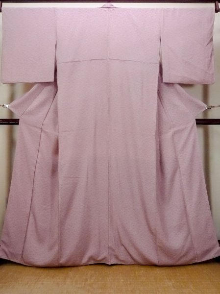 Photo1: O0419Z Vintage Japanese kimono  Grayish Pink EDO KOMON pattern dyed for women / Silk. Flower,   (Grade C) (1)