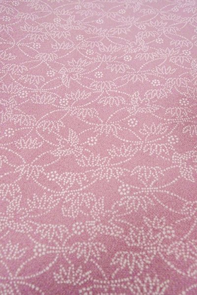 Photo9: O0419Z Vintage Japanese kimono  Grayish Pink EDO KOMON pattern dyed for women / Silk. Flower,   (Grade C) (9)