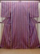 Photo1: O0420A Vintage Japanese kimono   Multi Color ORI woven for women / Silk. Stripes,   (Grade B) (1)