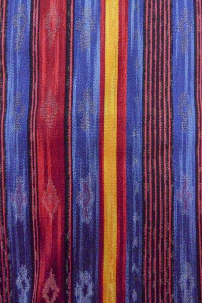 Photo7: O0420A Vintage Japanese kimono   Multi Color ORI woven for women / Silk. Stripes,   (Grade B) (7)