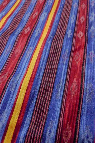 Photo8: O0420A Vintage Japanese kimono   Multi Color ORI woven for women / Silk. Stripes,   (Grade B) (8)
