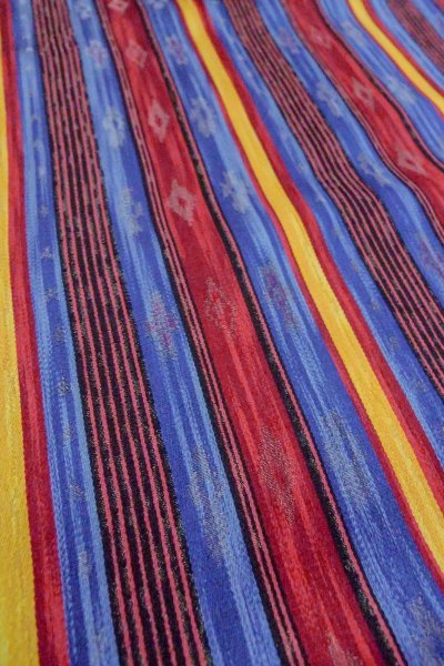 Photo10: O0420A Vintage Japanese kimono   Multi Color ORI woven for women / Silk. Stripes,   (Grade B) (10)
