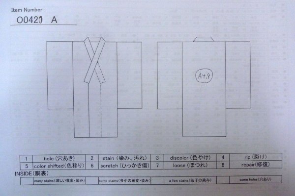 Photo13: O0420A Vintage Japanese kimono   Multi Color ORI woven for women / Silk. Stripes,   (Grade B) (13)