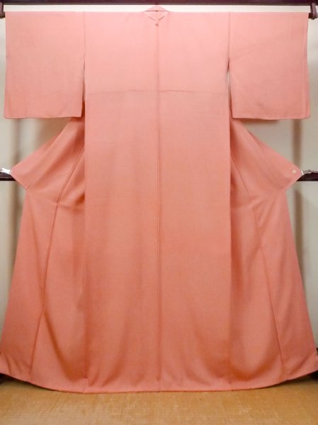 Photo1: O0420B Vintage Japanese kimono   Vermilion EDO KOMON pattern dyed for women / Silk. Dot   (Grade B) (1)