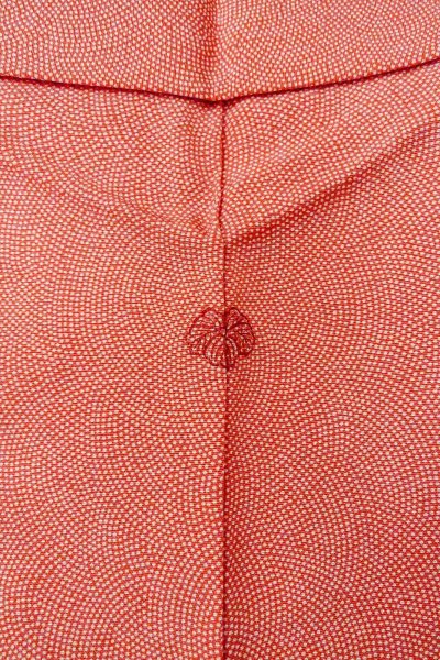 Photo9: O0420B Vintage Japanese kimono   Vermilion EDO KOMON pattern dyed for women / Silk. Dot   (Grade B) (9)