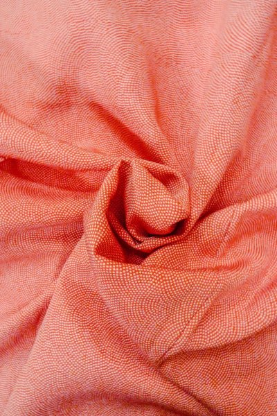 Photo13: O0420B Vintage Japanese kimono   Vermilion EDO KOMON pattern dyed for women / Silk. Dot   (Grade B) (13)