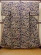Photo1: Mint O0420D Vintage Japanese kimono  Dark Indigo Blue KOMON dyed for women / Silk. Flower,   (Grade A) (1)