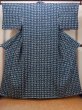 Photo1: O0420E Vintage Japanese kimono   Indigo Blue KOMON dyed for women / Silk. Bamboo      (Grade C) (1)