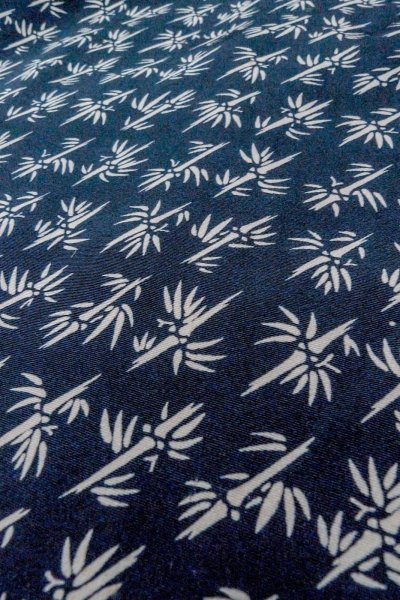 Photo3: O0420E Vintage Japanese kimono   Indigo Blue KOMON dyed for women / Silk. Bamboo      (Grade C) (3)