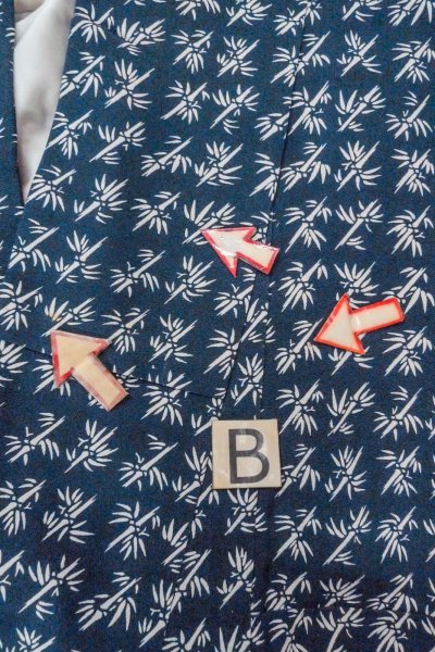 Photo10: O0420E Vintage Japanese kimono   Indigo Blue KOMON dyed for women / Silk. Bamboo      (Grade C) (10)