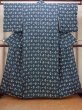 Photo1: O0420F Vintage Japanese kimono  Grayish Indigo Blue KOMON dyed for women / Silk. Parallel Cross,   (Grade C) (1)