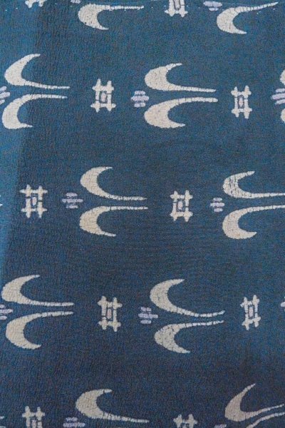 Photo6: O0420F Vintage Japanese kimono  Grayish Indigo Blue KOMON dyed for women / Silk. Parallel Cross,   (Grade C) (6)