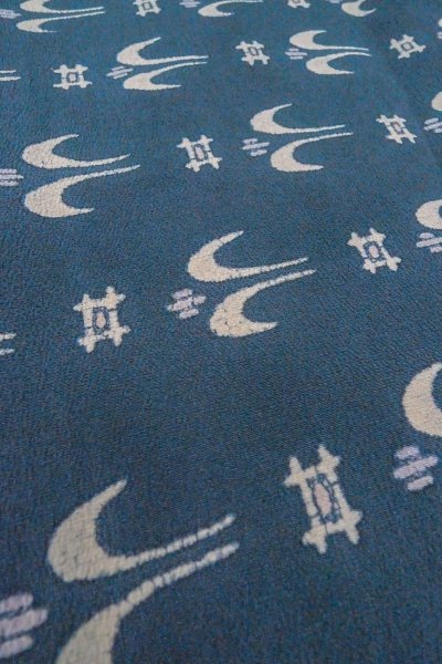 Photo10: O0420F Vintage Japanese kimono  Grayish Indigo Blue KOMON dyed for women / Silk. Parallel Cross,   (Grade C) (10)