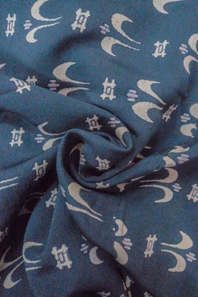 Photo12: O0420F Vintage Japanese kimono  Grayish Indigo Blue KOMON dyed for women / Silk. Parallel Cross,   (Grade C) (12)