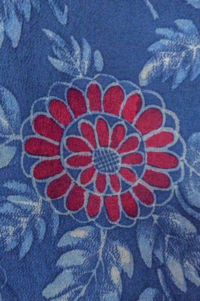 Photo5: O0420G Vintage Japanese kimono   Blue KOMON dyed for women / Silk. Flower,   (Grade B) (5)