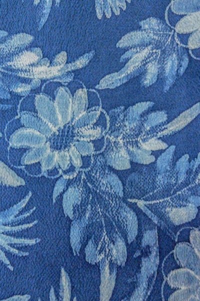 Photo7: O0420G Vintage Japanese kimono   Blue KOMON dyed for women / Silk. Flower,   (Grade B) (7)