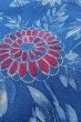 Photo9: O0420G Vintage Japanese kimono   Blue KOMON dyed for women / Silk. Flower,   (Grade B) (9)