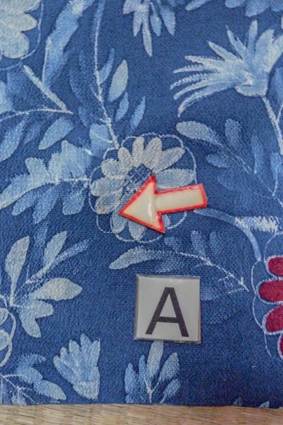 Photo14: O0420G Vintage Japanese kimono   Blue KOMON dyed for women / Silk. Flower,   (Grade B) (14)