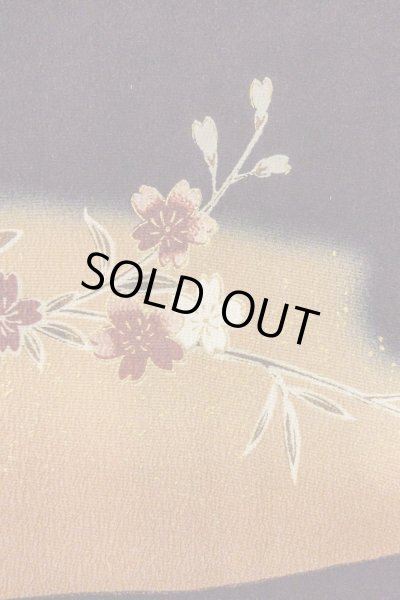 Photo11: Mint O0509B Used Japanese kimono   Black TOMESODE formal for women / Synthetic. SAKURA cherry blossom,   (Grade A) (11)