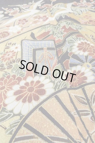 Photo12: Mint O0509B Used Japanese kimono   Black TOMESODE formal for women / Synthetic. SAKURA cherry blossom,   (Grade A) (12)