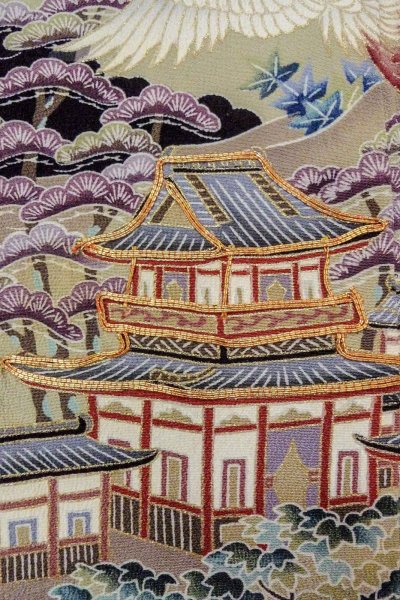 Photo8: O0509C Used Japanese kimono   Black TOMESODE formal for women / Silk. UME plum bloom,   (Grade C) (8)