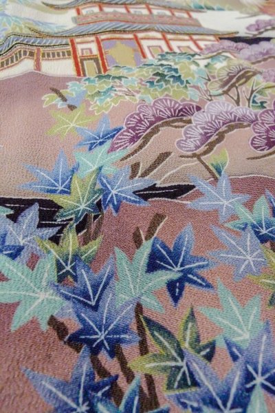 Photo17: O0509C Used Japanese kimono   Black TOMESODE formal for women / Silk. UME plum bloom,   (Grade C) (17)