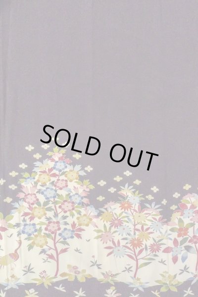 Photo6: O0509F Vintage Japanese kimono   Black TOMESODE formal for women / Silk. Flower,   (Grade B) (6)