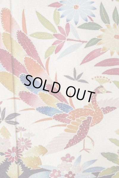 Photo9: O0509F Vintage Japanese kimono   Black TOMESODE formal for women / Silk. Flower,   (Grade B) (9)