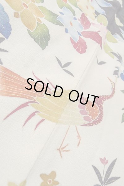 Photo14: O0509F Vintage Japanese kimono   Black TOMESODE formal for women / Silk. Flower,   (Grade B) (14)