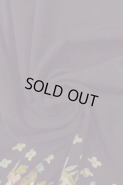 Photo18: O0509F Vintage Japanese kimono   Black TOMESODE formal for women / Silk. Flower,   (Grade B) (18)