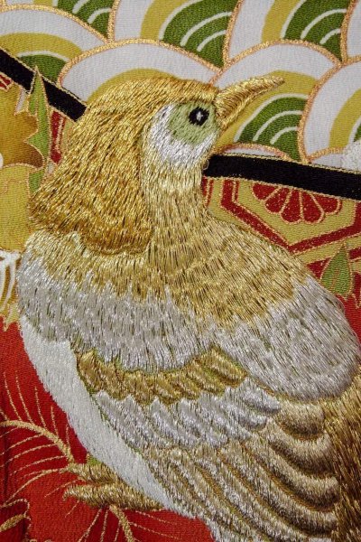 Photo10: O0509G Vintage Japanese kimono   Black TOMESODE formal for women / Silk. Orchid, Tagasode motif  (Grade B) (10)