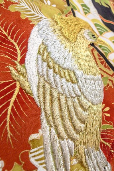 Photo15: O0509G Vintage Japanese kimono   Black TOMESODE formal for women / Silk. Orchid, Tagasode motif  (Grade B) (15)