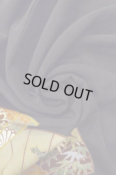 Photo18: O0509J Vintage Japanese kimono   Black TOMESODE formal for women / Silk. Chrysanthemum,   (Grade B) (18)