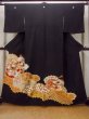 Photo1: O0509K Vintage Japanese kimono   Black TOMESODE formal for women / Silk. Chrysanthemum,   (Grade B) (1)