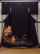 Photo1: O0509L Vintage Japanese kimono   Black TOMESODE formal for women / Silk. Peony,   (Grade B) (1)