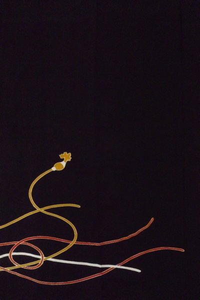 Photo6: O0509L Vintage Japanese kimono   Black TOMESODE formal for women / Silk. Peony,   (Grade B) (6)