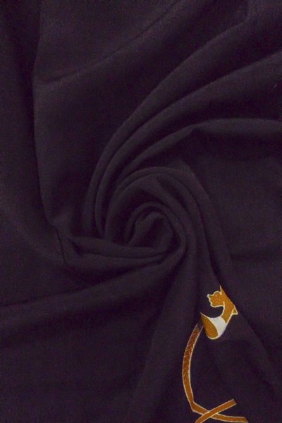 Photo16: O0509L Vintage Japanese kimono   Black TOMESODE formal for women / Silk. Peony,   (Grade B) (16)