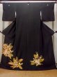 Photo1: O0509M Vintage Japanese kimono   Black TOMESODE formal for women / Silk. Peony, Spange gourd motif. There are stains.  (Grade D) (1)