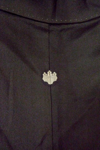 Photo4: O0509M Vintage Japanese kimono   Black TOMESODE formal for women / Silk. Peony, Spange gourd motif. There are stains.  (Grade D) (4)