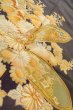 Photo11: O0509M Vintage Japanese kimono   Black TOMESODE formal for women / Silk. Peony, Spange gourd motif. There are stains.  (Grade D) (11)