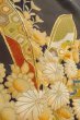 Photo12: O0509M Vintage Japanese kimono   Black TOMESODE formal for women / Silk. Peony, Spange gourd motif. There are stains.  (Grade D) (12)