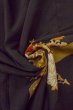 Photo15: O0509M Vintage Japanese kimono   Black TOMESODE formal for women / Silk. Peony, Spange gourd motif. There are stains.  (Grade D) (15)