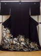 Photo1: O0509O Used Japanese kimono   Black TOMESODE formal for women / Silk. SAKURA cherry blossom,   (Grade B) (1)