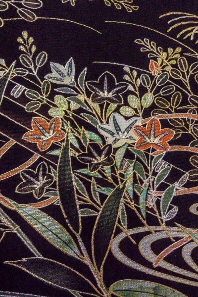 Photo11: O0509O Used Japanese kimono   Black TOMESODE formal for women / Silk. SAKURA cherry blossom,   (Grade B) (11)