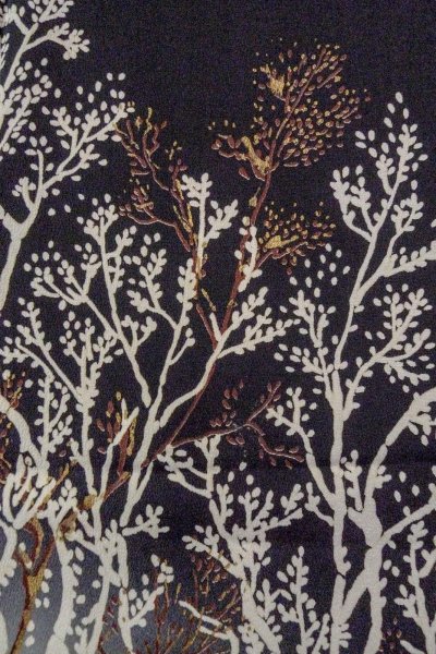 Photo6: O0509P Used Japanese kimono   Black TOMESODE formal for women / Silk. Tree,   (Grade C) (6)