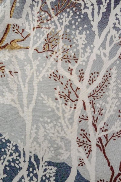 Photo7: O0509P Used Japanese kimono   Black TOMESODE formal for women / Silk. Tree,   (Grade C) (7)