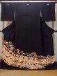 Photo1: O0509Q Vintage Japanese kimono   Black TOMESODE formal for women / Silk. Chrysanthemum,   (Grade C) (1)